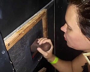 danni cardillo milf slurps gloryhole cock then gets monster pounded in booth