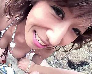 anorexic japanese mature gilf blows stranger pov at beach then intense orgasm uncensored jav