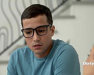 whoa this oiled milf mother-in-law nerd begs for stepson's cum to save her marriage 😩💦