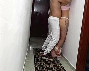 stepdaughter grinds wall dry humps and rubs to orgasm