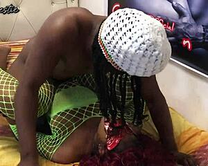 black couple pounds hard in missionary with loud moans and rough orgasms homemade