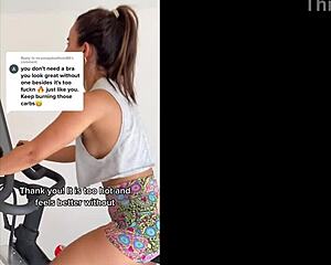 Whoa girl nipslip flashes nipples downblouse during workout!