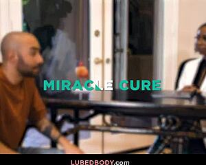 Oiled Ebony Masseuse Licks and Rides Oliver's Cock to Cum Relief