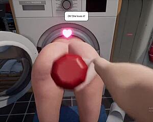 stepmom stuck in washing machine game, ready for milf machine fuck now??