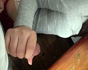 hey hermanastra doing homework while i jerk off behind her ends in hot morning sex filling her panties with cum