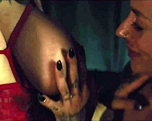 Tattooed bisexual babes tease bbc with oiled strapon play