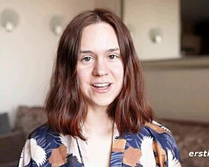 ANCA RIDES DILDO DOGGYSTYLE SPREADING SHAVED PUSSY WIDE!