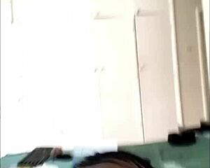 Curvy ebony girlfriend shoves massive dildo deep in domination play