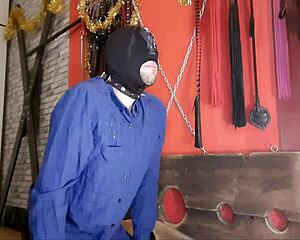 dominatrix dumps used condoms on slave's head in sperm game