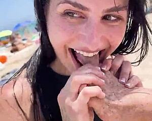 kaitlyn katsaros spends a submissive beach day bathing with venom evil choking on his cock gagging on toes and armpits
