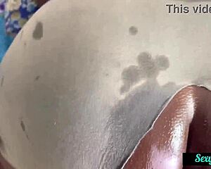 ebony teen slut sneaks away from stepdad for secret wet pussy creampie pounding
