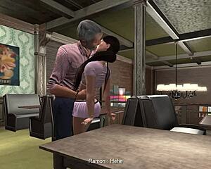 In second life episode 8, young brunette heads to karaoke with grandfather