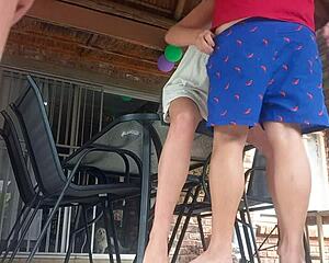 Upskirt View Of Stepmom Bent Over Getting Fucked Outdoors