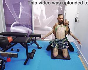 colombian gym slut fucked rough by muscular big cock bodybuilder