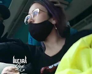 omg 😍 horny gf drops to her knees for deep oral on the bus ride to bogota! 🍆💦