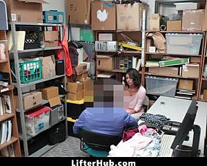 security guard punishes shoplifter teen with rough back office pounding!