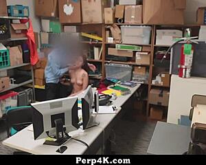 damn lp officer catches naiomi mae spying and fucks her hard at work