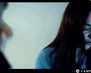 Lesbian vampire Blake Blossom fingers mesmerized slave Rissa May's wet pussy hard