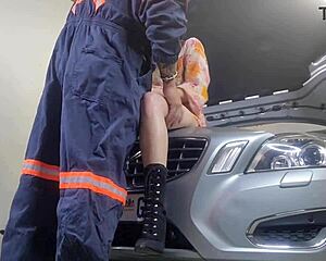 mechanic bends my wife over for creampie while i watch