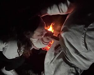 wife sneaks quick doggystyle pounding at the campsite outdoors
