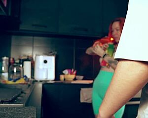 early morning kitchen quickie i bend cute redhead over for rough doggy pounding