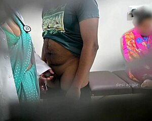 doctor's jerking patient's cock while mommy watches nearby in hospital