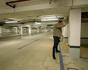 german teen risks stranger thrill on parking staircase