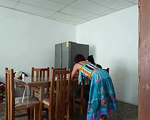 Naughty maid spreads her latina pussy for daddy's gaze