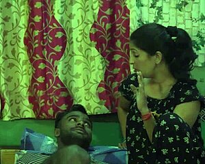 desi indian maid spreads tight pussy for young lover's rough creampie fuck on sofa