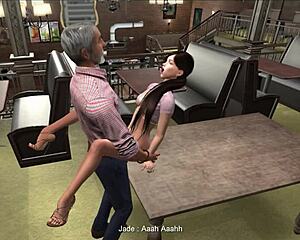 In second life episode 8, young brunette heads to karaoke with grandfather