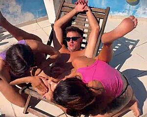 dirty trio rims asses then face fucks in outdoor humiliation