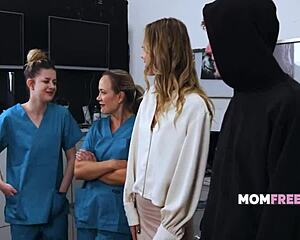 a random guy freeuses this cute blonde milf cougar at work in hospital office fantasy taboo