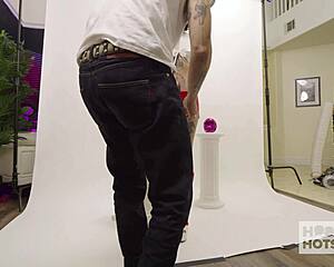 kate bloom's innocent side crumbles backstage as she gets hooked on bryan gozzling's sloppy pounding