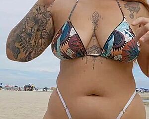 beach panties flash draws married men for intense young exhibitionist fuck