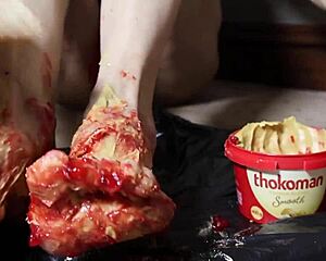 Peanut Butter Jelly Fuels Milf's Foot Fetish Footjob Fantasy