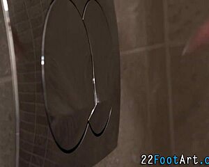 blondie teases cock with feet before toes get drenched in cum