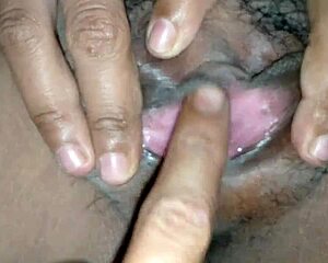 friend spreads shaved pussy rides cock till creampie orgasm