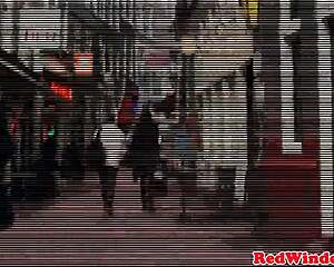 blonde amsterdam whore bends over sucks cock then gets fucked doggystyle