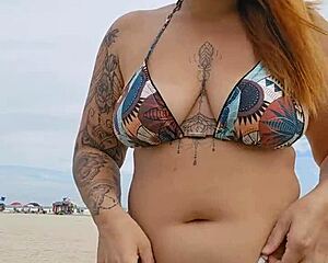 beach panties flash draws married men for intense young exhibitionist fuck