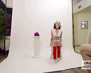 kate bloom's innocent side crumbles backstage as she gets hooked on bryan gozzling's sloppy pounding