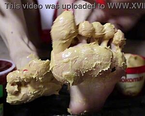 Peanut Butter Jelly Fuels Milf's Foot Fetish Footjob Fantasy