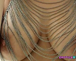 lucky dude pounds sexy brunette babe's big tits and pussy while licking muff