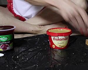 Peanut Butter Jelly Fuels Milf's Foot Fetish Footjob Fantasy