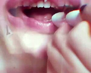 Nude Lips Goddess in Glasses Teases Your Desires