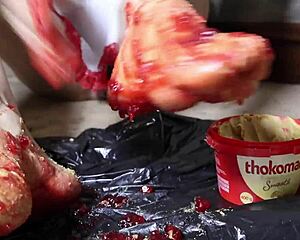 Peanut Butter Jelly Fuels Milf's Foot Fetish Footjob Fantasy