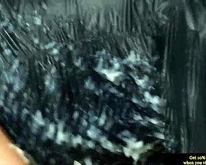 classy euro babe works gloryhole toys until bukkake cocks blast her adorable face with jizz