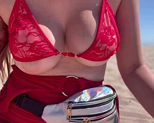 I'm artemisia the horny italian milf flashing my big tits and hairy pussy public on the beach