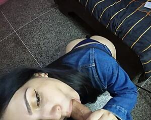 Fucking neighbor's face and doggy while hubby works!