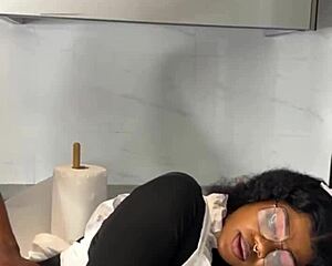 Ebony maid caught riding boss cock!