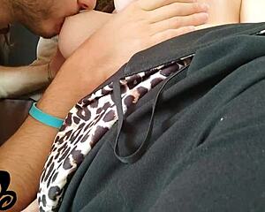 my boyfriend pounds my tight wet pussy on the couch then fills me with his creampie 😍💦